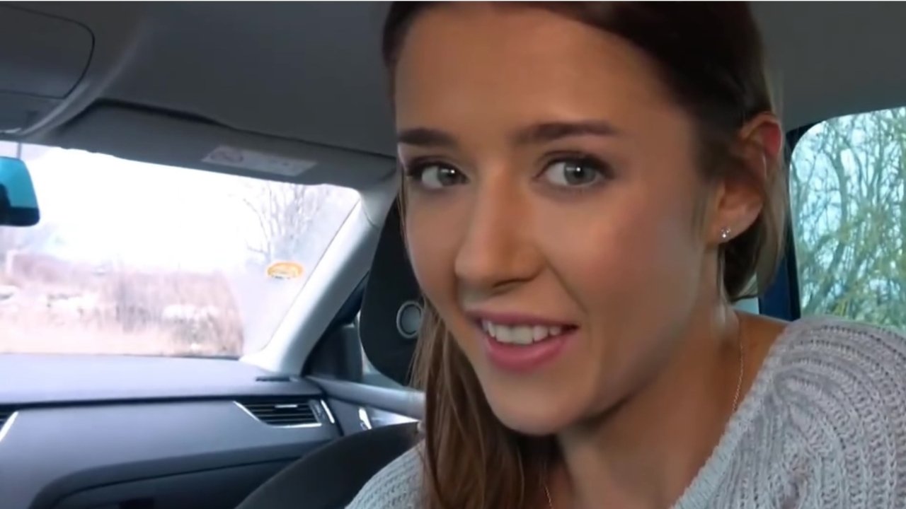 Beautiful Girl Inside Car For Something